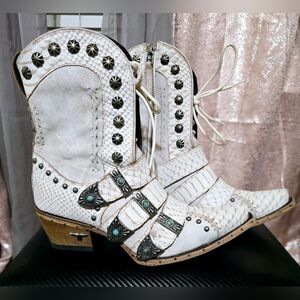 Lane Women's Showdown Western Bootie Ceramic Crackle Sz 8.5